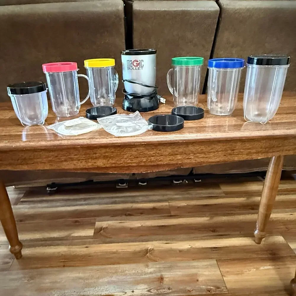 Vintage 2003 Magic Bullet MB-1001 Blender Set Cups Flat Blade Tested Works